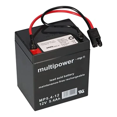 Afbeelding van WSB Battery Multipower Loodaccu AGM 12 V 5,4 Ah met stekker voor Sabo 43 Vario E Toro Briggs Stratton grasmaaier, 4,5 Ah, 5