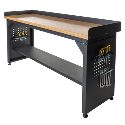 Afbeelding van Datona® Werkbank PRO bamboe werkblad legbord 200 cm Matzwart