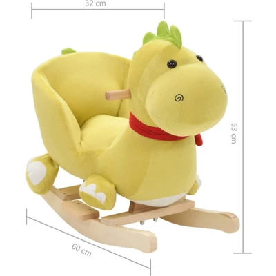 Afbeelding van vidaXL Hobbeldier draak met rugleuning 60x32x53 cm pluche limegroen