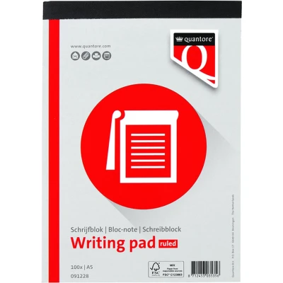 Afbeelding van Quantore Schrijfblok A5 Gelinieerd 5 stuks