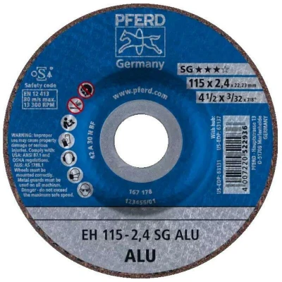 Afbeelding van PFERD EH 115 2,4 SG ALU 61340312 Doorslijpschijf gebogen mm 25 stuk(s) Aluminium, Non ferrometaal