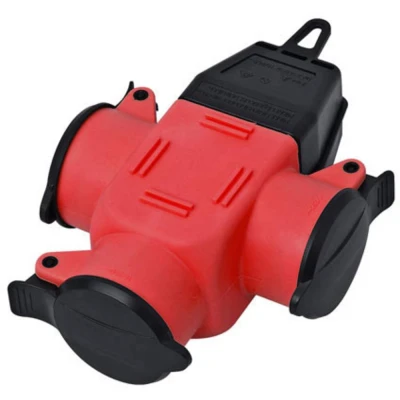 Afbeelding van interBär 9007 002.01 3 voudige koppeling Rubber 230 V Rood IP44