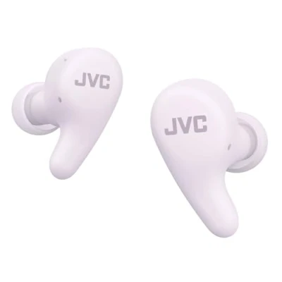 Afbeelding van JVC HA A23T V True Wireless Gumy Premium hoofdtelefoon met ruisonderdrukking, Bluetooth 5.4, omgevingsgeluidsmodus, 26 uur looptijd en doorschijnende oplaadhoes, USB C, paars