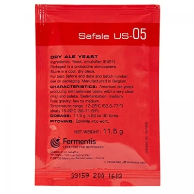 Afbeelding van Fermentis Safale U.S. 05 11, 5 g hooggefermenteerd Biergist Droge gist