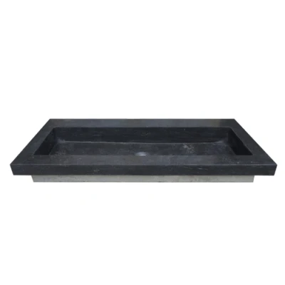 Afbeelding van Wiesbaden Raw wastafel enkel zonder kraangat 120x46x5 cm hardsteen gezoet