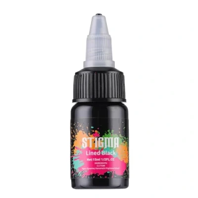 Afbeelding van STIGMA zwarte Tattoo inkt, 15 ml, 1/2 oz per fles, inkt voor lijn, Pro Ink Super Black for Artist