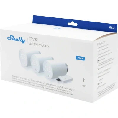 Afbeelding van Shelly 3x Blu TRV &amp; Gateway Gen3 Gateway, Radiatorthermostaat Bluetooth Low Energy, WiFi