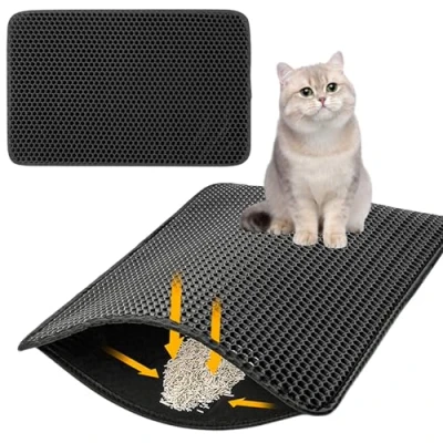 Afbeelding van Kattenbakmat, 90 x 60 cm, waterdicht, dubbellaags, honingraatdesign, gemakkelijk te reinigen, voor katten en honden