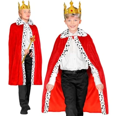 Afbeelding van Widmann Koning Prins &amp; Adel Kostuum Rode Koninklijke Cape Kind Rood One Size Carnavalskleding Verkleedkleding