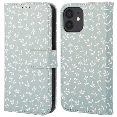 Afbeelding van imoshion Hoesje Geschikt voor iPhone 11 Design Bookcase smartphone Smoke Green Flowers