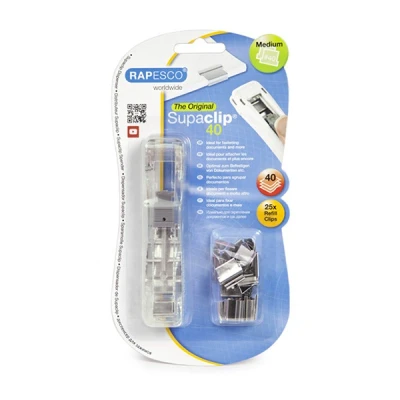 Image de Distributeur Supaclip® 40 Transparent avec 25 Pinces en Acier Inoxydable