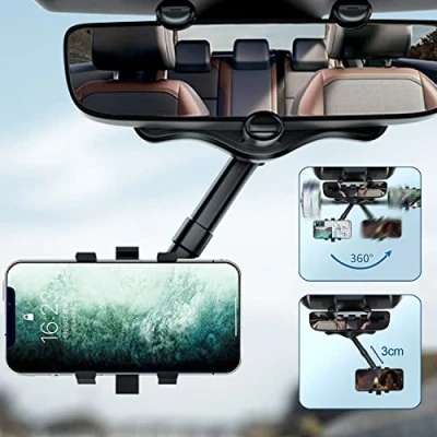 Afbeelding van Kyduu Auto Telefoon Houder, Achteruitkijkspiegel Houder Achteruitkijkspiegel, Telefoonhouder, Draaibaar 360
