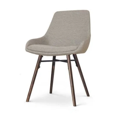 Afbeelding van Nolon Nena Isa Eetkamerstoel Warm Grijs Stof Zonder Armleuning Houten Poten Walnoot Scandinavisch Comfortabel