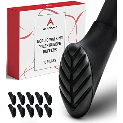 Afbeelding van Atacama wandelstokken reserveonderdelen rubber pads 10 stuks zacht Wandelstok reservedoppen 5 paar met metalen plaat reserveonderdeel set van reservevoeten