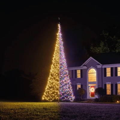 Afbeelding van Fairybell Luminous Switch LED Kerstboom voor buiten in de vlaggenmast 6 meter 2000 LEDs Warm wit en/of Multicolor