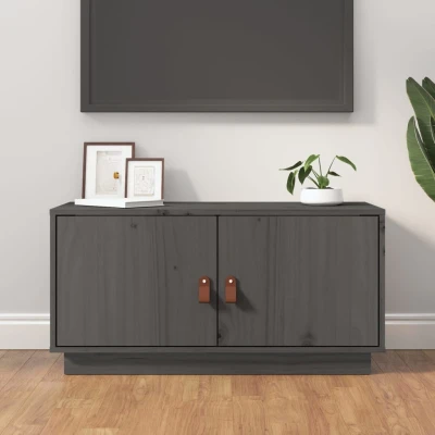 Afbeelding van Tv meubel 80x34x40 cm massief grenenhout grijs