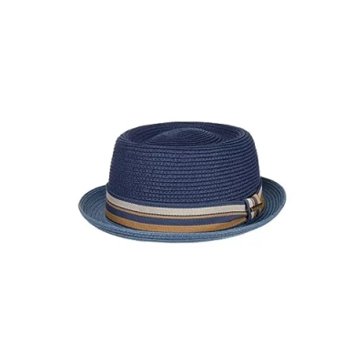 Afbeelding van STETSON Licano Toyo Pork Pie Stro Hoed voor dames/heren Zon strand met voering, Lente Zomer Grosgrain Lint, Kl Blauw