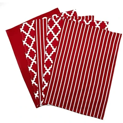Afbeelding van Penguin Home® keukendoeken 100% katoen rood 5 delige set elegante zacht en duurzaam machine wasbaar puur katoen.