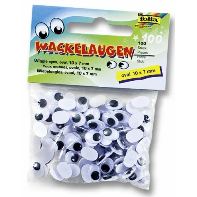 Afbeelding van folia 100 stuks wiebelogen met beweegbare pupille, ca. 10 x 7 mm, wit, 751007