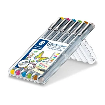 Afbeelding van Fineliner Staedtler Pigment 308 0,5mm set à 6 kleuren
