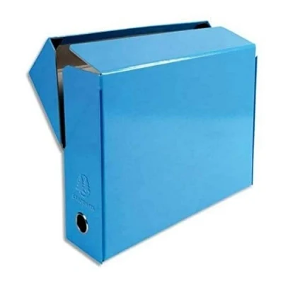 Afbeelding van Exacompta Iderama 89927E Transferboxen, stevig gelamineerd karton, 24 x 32 cm, ideaal voor DIN A4, rug 90 mm, 5 stuks, turquoise