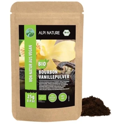 Afbeelding van Vanille in biologisch bourbonpoeder, 25 g, van Alpi Nature, gemalen bourbon vanillestokje uit Madagaskar, kwaliteit A