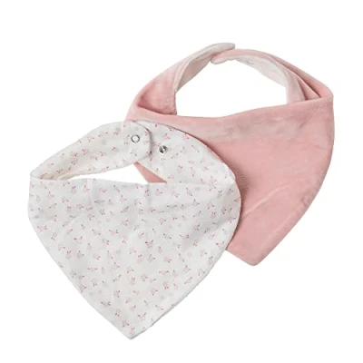 Afbeelding van Nattou Bandana slabbetjes, druksluiting, 30 cm, van katoen en polyester, Alice appel, roze/wit, 2 stuks