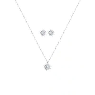 Afbeelding van Elli Jewelry SET Flower Oorbellen, Dames, Maat: 40, Silberfarben
