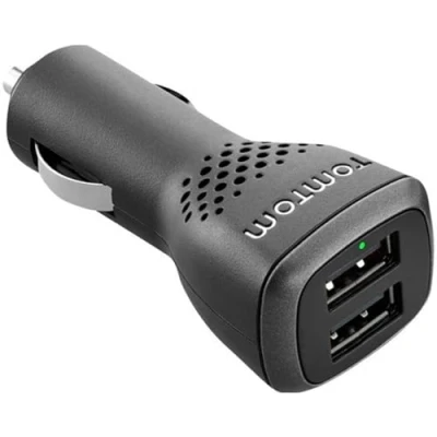 Image de TomTom High Speed Dual Charger Adaptateur d&#039;alimentation pour voiture 2.4 A 2 connecteurs de sortie (USB) GO 620 6200; Professional 520 62XX; RIDER 410 42 420 450 500 550; VIA 53