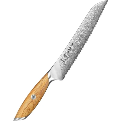 Afbeelding van Hezhen X01 Flagship Series Broodmes Damascus Poederstaal (73 laags met kern van 14Cr14MoVNb) Olijfhout Professioneel vlijmscherp damastmes Inclusief mooie geschenkdoos