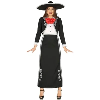 Afbeelding van Fiestas Guirca Verkleedpak Mariachi Dames Polyester Zwart/wit Mt L
