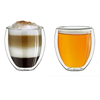 Afbeelding van Creano dubbelwandig thermoglas 250ml, set van 2, groot hittebestendig drinkglas borosilicaatglas