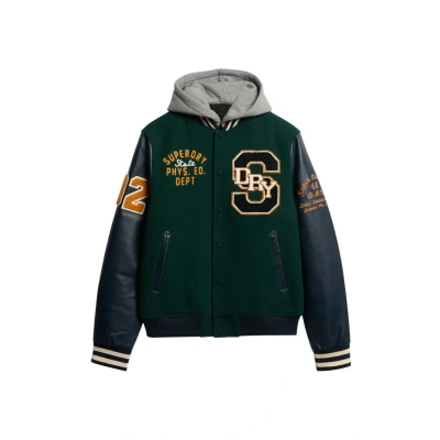 Afbeelding van Superdry College Patched Bomberjacks, Heren, Maat: 3XL, Dark pine green