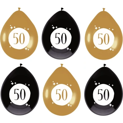 Afbeelding van Ballonnen 50 jaar Festive Goud 30cm 6 stuks