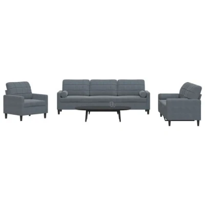 Image de vidaXL Ensemble de canapés 3 pcs avec coussins et traversins velours