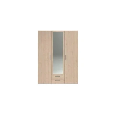 Afbeelding van VARIA slaapkamerkast Spaanplaat Eiken decor 3 deuren + 2 laden spiegel L 150 cm x D 51,7 H 200
