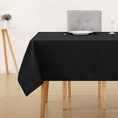 Afbeelding van Deconovo Tafelkleed, decoratief, zacht, waterdicht, voor camping, 130 x 280 cm, zwart