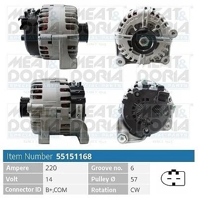 Afbeelding van MEAT &amp; DORIA 55151168 Dynamo / Alternator 14V 220A BMW: X6