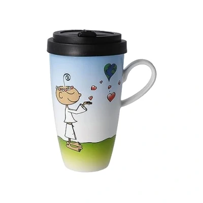 Afbeelding van Goebel Der kleine Yogi Koffie / Thee Beker to go Life is Beautiful porselein 500ml