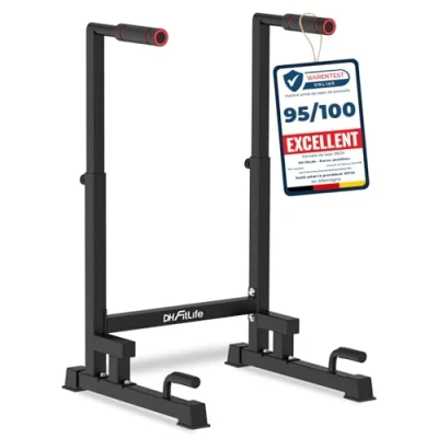 Afbeelding van DH FitLife Dip Bars Stand Station Dipstandaard Krachtstation Fitnessapparaat voor Thuis Parallettes Calisthenics Trainingsapparatuur Individueel Verstelbare Hoogte Krachttraining