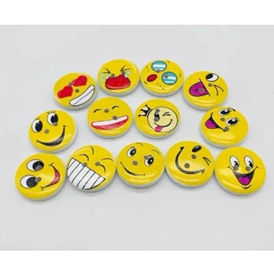 Afbeelding van CansyY 20 stuks grappige kleurrijke houten knopen Smiley mm 2 gaten voor het knutselen naaien, en scrapbooking