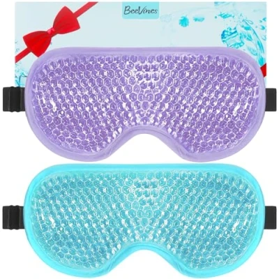 Afbeelding van BeeVines 2 stuks verfrissende slaapmaskers voor gezwollen ogen mannen en vrouwen, koud warm slaapkompres na de operatie (02 blauw paars)