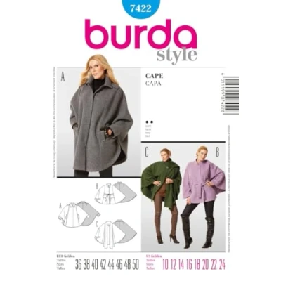 Afbeelding van Burda B7422 Naaipatroon cape 19 x 13 cm, 36 50