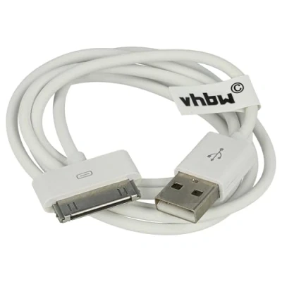 Afbeelding van vhbw USB datakabel (type A naar MP3 speler) compatibel met Apple iPod Nano 2 Gen. A1199, 3 A1236 speler wit