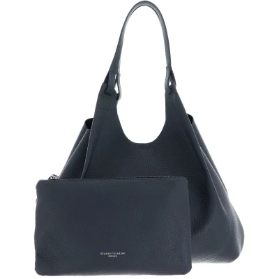Afbeelding van GIANNI CHIARINI Leren shopper schoudertas Dua Shopping Bag Midnight Sky Nero blauwgrijs