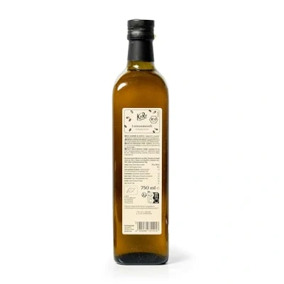 Image de KoRo Huile de lin biologique 750 ml pressée à froid goût doux noisette idéale dans les salades, porridges, etc.