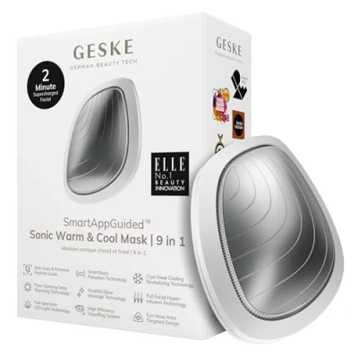 Afbeelding van GESKE SmartAppGuided™ Sonic Warm &amp; Cool Mask 9 in 1 Beauty LED gezichtsmasker Volledig spectrum en roodlichttherapie Warmte Koeling Verhoogde inname van gezichtsverzorging