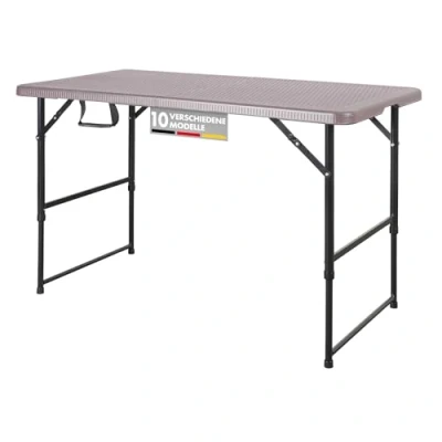 Afbeelding van Floordirekt Tuintafel, inklapbaar, kunststof, 120 x 60 cm, buffettafel met draaggreep, klaptafel voor tuin, terras en balkon, campingtafel 6 personen (saga)