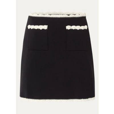 Afbeelding van Sandro dames Fijngebreide minirok met crochet details in de kleur Zwart, maat: 42