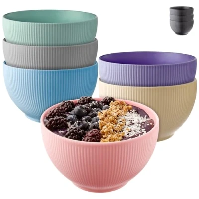 Afbeelding van Graanschalen Keramiek Kleurrijk Set van 6 Grote Magnetron en vaatwasmachinebestendig 700 ml (pastelkleuren)